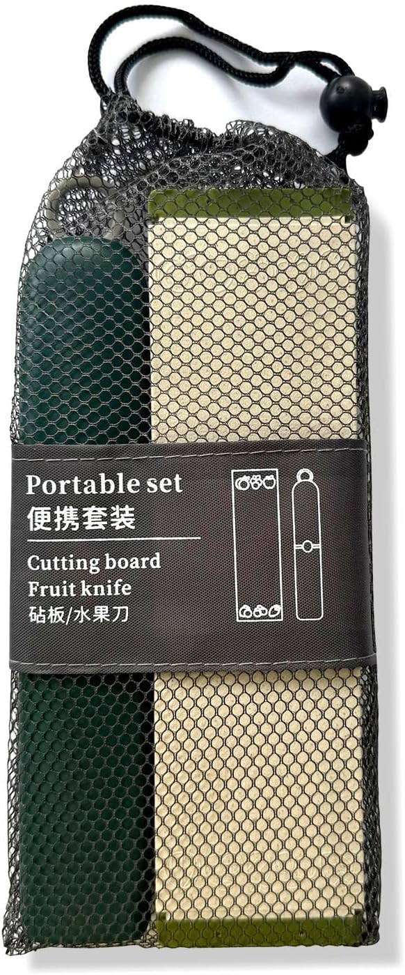 5-in-1 Small Cutting Board Set，Multifunctional Travel Stainless Steel Fruit Knife with cover，Outdoor Portable Peeling Fruit Potato Peeler for Travel, Camping, Kitchen (grey)