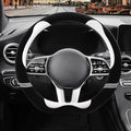 Furry Cute D Shaped Steering Wheel Cover, Soft Fluffy Short Plush Auto Accessories, Non-Slip Cold-Proof Sweat-Proof Colorfast, Universal 15 inch(Black with White)