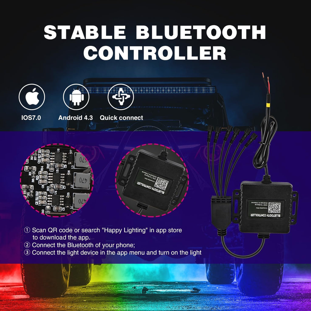 Nilight RGB LED Rock Lights Kit, 6 pods Underglow Multicolor Neon Pod with Bluetooth App Control Flashing Music Mode IP68 Exterior Wheel Well Light for Truck ATV UTV RZR SUV