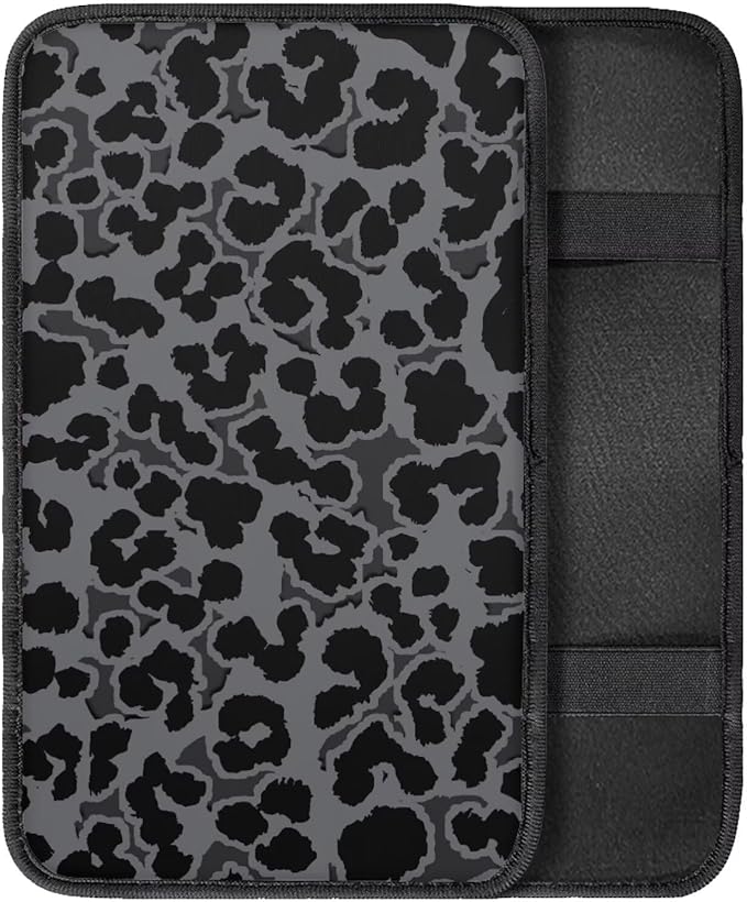 Auto Center Console Pad,Car Armrest Pad Car Armrest Seat Box Cover Protector for Most Vehicle, SUV, Truck, Car, Black Cheetah Print