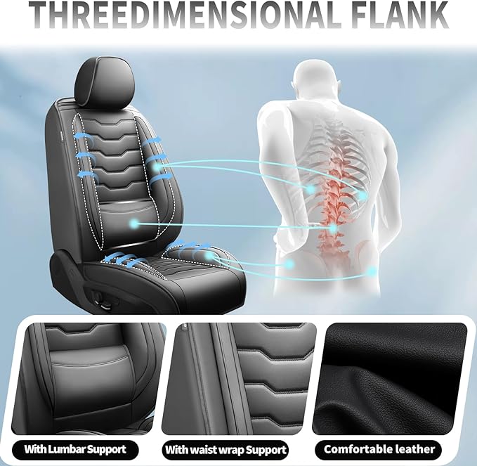 Fit Tucson Car Seat Covers Premium Leather for Hyundai Tucson 2010-2025 2026. Waterproof， Breathable, Scratch-Resistant & All-Weather Seat Cushion Protector (Front Seat, Black)