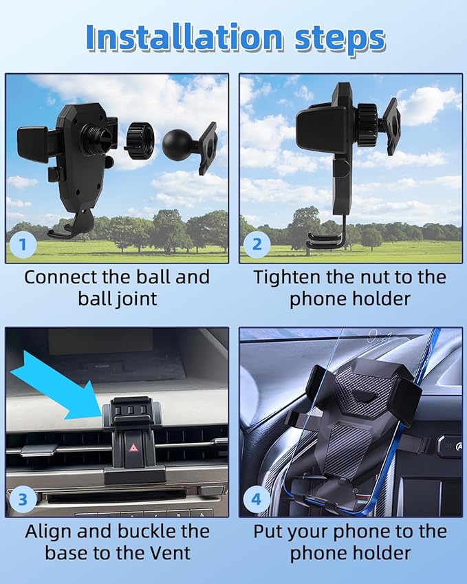 PZK Car Phone Mount for L-EXUS RX 350/ RX 450h 2010 2011 2012 2013 2014 2015 Accessories Custom Air Vent Auto Lock Button Release Car Phone Holder 360° Rotation Cell Phone Automobile Cradles