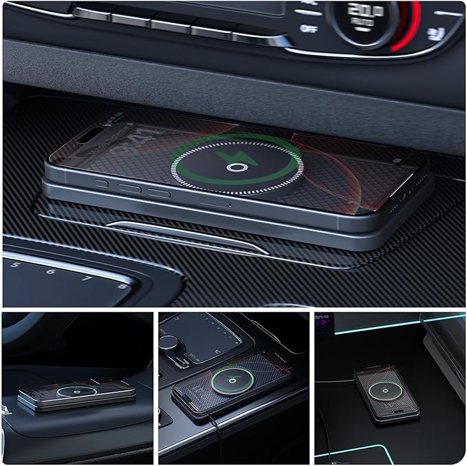 Cord‑Free Charging Pad for Mercedes Benz G Class 2000–2025, Fast Charging Mat Non Slip with USB C Cable Universal Auto Center Console Charger Phones Dashboard