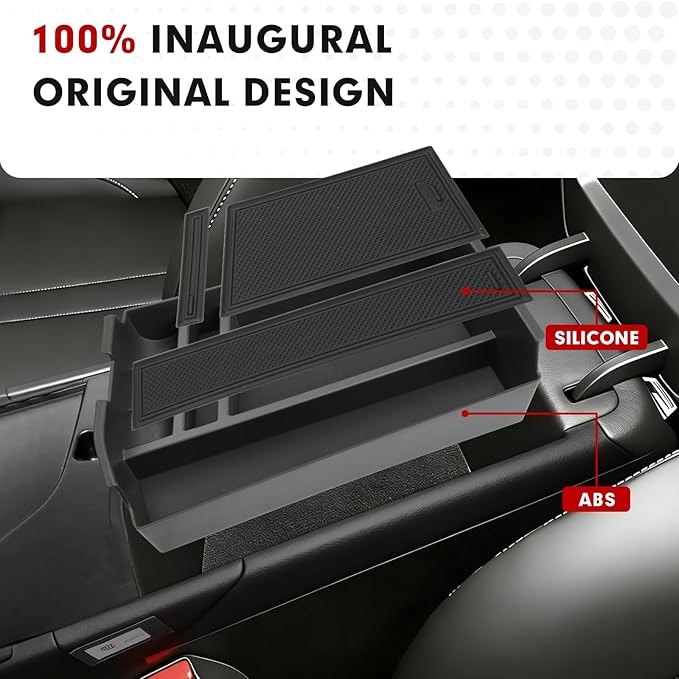 Autorder Center Console Organizer for 2024 2025 2026 Hyundai Sonata Accessories Car Armrest Storage Box Middle Console Tray Container with Non-Slip Silicone Mats
