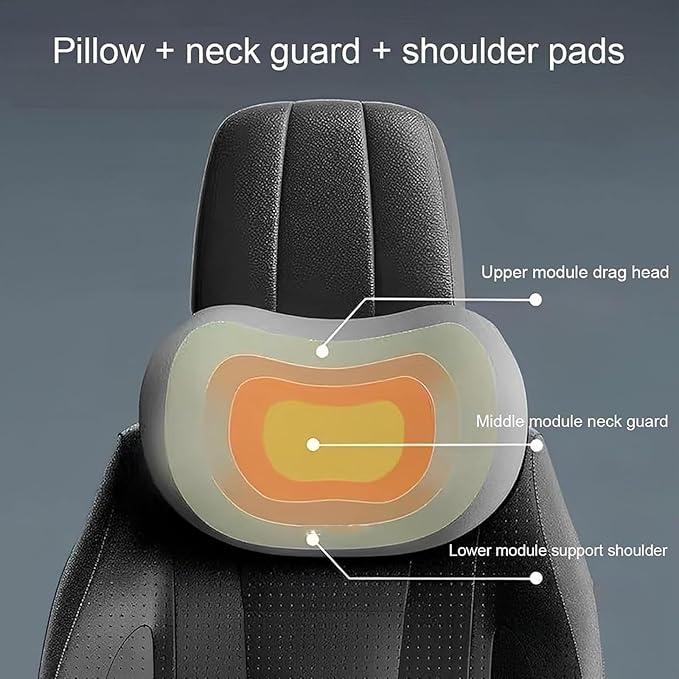 Headrest Lumbar Pillows Car Seat for Ford F150 2011-2025, Ergonomic Neck Back Support Cushion, Comfortable Breathable Washable Cover, Memory Foam, Brown