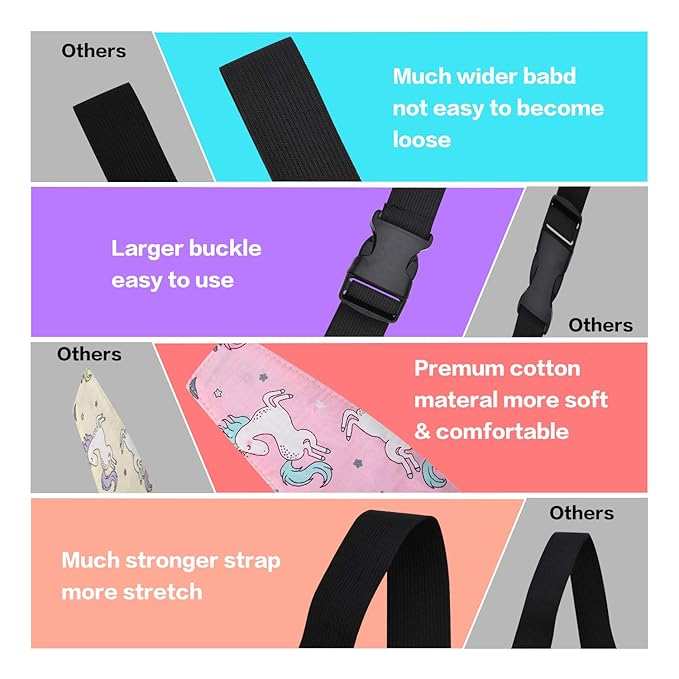 Baby Carseat Head Support,Car seat Straps Pillow Support Ban,Stroller Neck Relief Strap Headrest,Slumber Sling Sleep Positioner for Toddler Infants Child Children Kids(Pink Unicorn + Clouds)