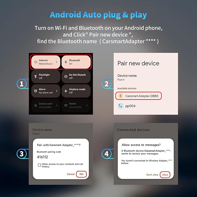 2-in-1 Wireless Carplay Adapter, Convert Wired to Wireless Mini Car Play Adapter for Apple iPhone & Android Auto, Seamless Plug & Play Auto Connect, Compatible with 2016-2025 Car Models