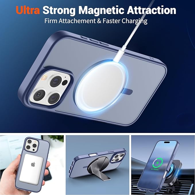 SUPFINE Magnetic for iPhone 16 Pro Case (Compatible with MagSafe) (Military Grade Drop Protection) Slim Translucent Matte Shockproof with Anti-Fingerprint Phone Case,Lavender Gray