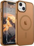 SUPFINE Magnetic for iPhone 14 Case & iPhone 13 Case (Compatible with MagSafe)(Military Grade Drop Protection) Slim Translucent Matte Shockproof Phone Cover,Brown