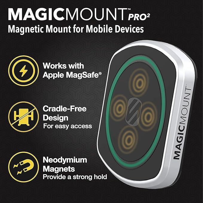 Scosche MagicMount Pro2 Magnetic Car Cell Phone Holder with AMPS Mounting Plate for Scosche/ProClip Vehicle Specific Mount Bases, Phone Stand Compatible with MagSafe, iPhone, Samsung