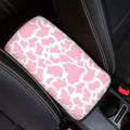 Dreaweet Pink Cow Print Auto Center Console Pad Car Armrest Seat Box Cover Protector Universal Fit Car Decor Handrail Box Arm Rest Cushion Lid Soft Car Accessories for Women Men