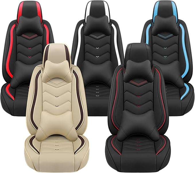 Car Seat Covers for KIA Sedona 2003-2021, Premium Nappa Leather Car Seat Cover, Stylish Sport Seat Covers， Automobile Seat Cover Sets.(Luxury 2 Seats/Beige)