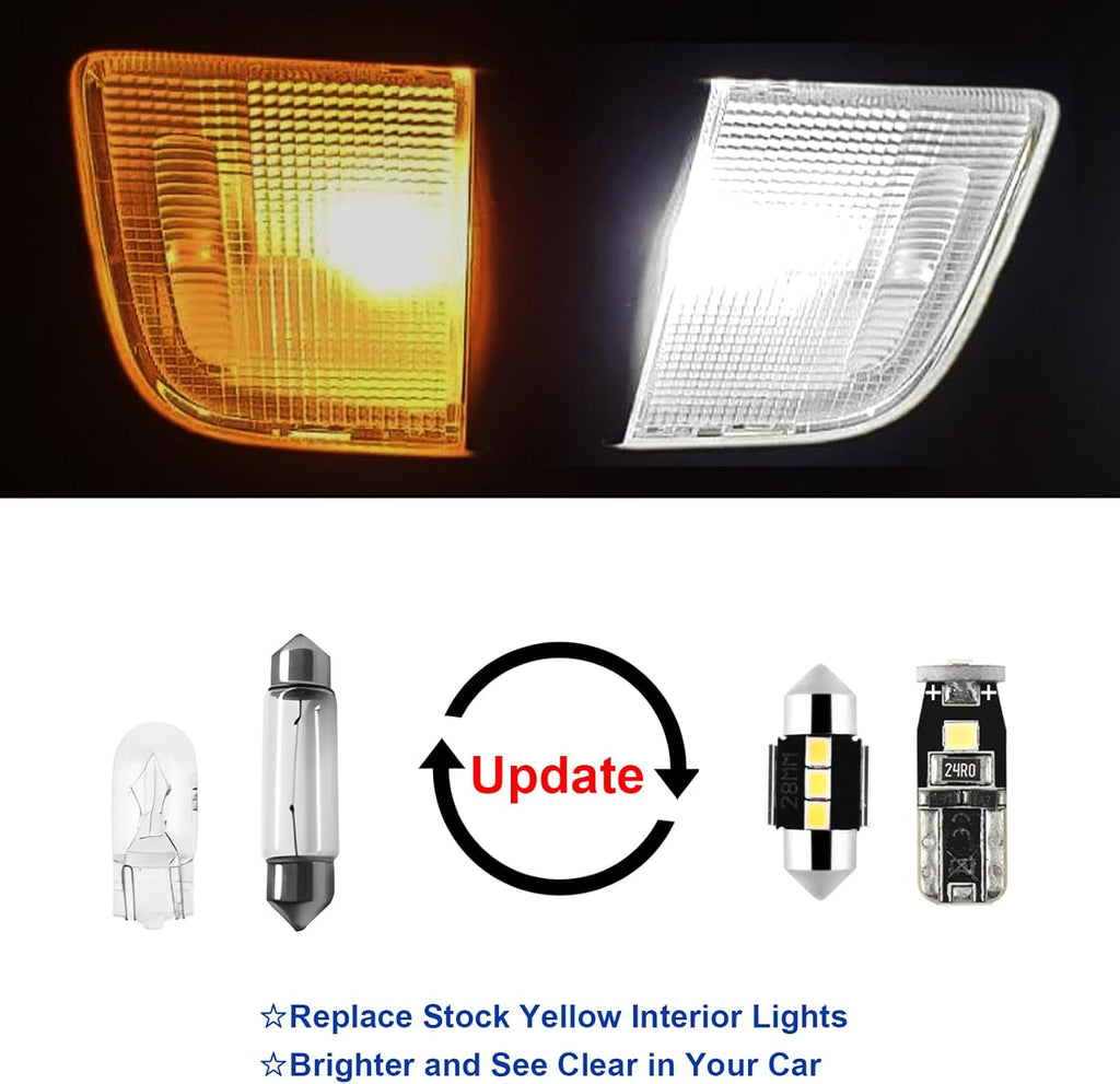 EASY EAGLE LED Interior Car Lights for Toyota-RAV4-2016-2022: 8 Piece Kit White LED Light Bulbs - Super Bright 6000K + Install Tool
