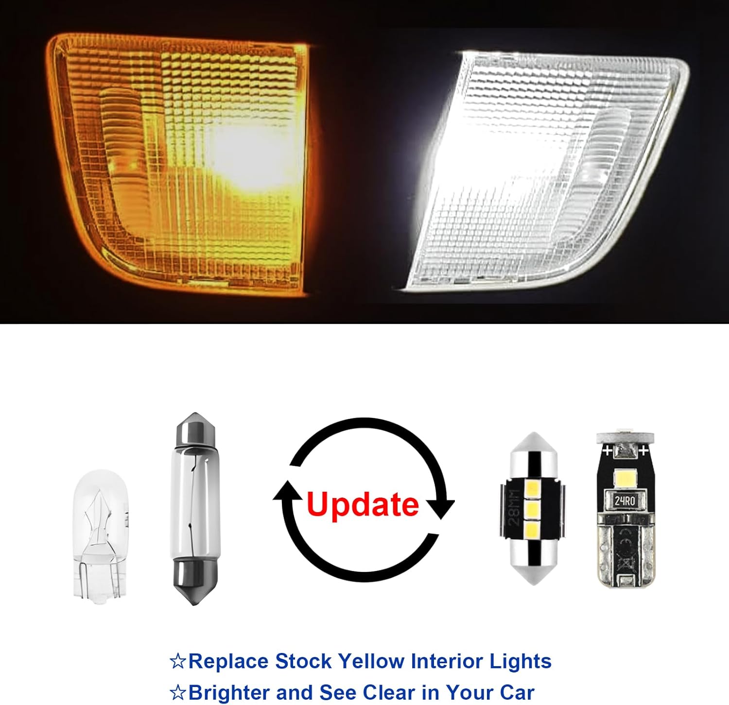 EASY EAGLE LED Interior Car Lights for Toyota-RAV4-2016-2022: 8 Piece Kit White LED Light Bulbs - Super Bright 6000K + Install Tool
