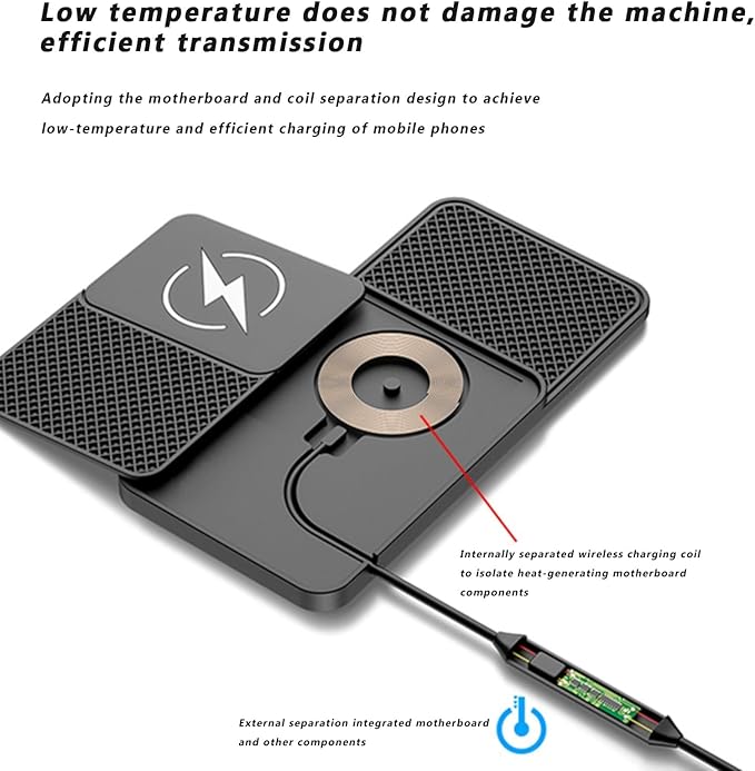 Wireless Car Charger for Ford Ecosport F250 F350 F450, 15w Fast Phone Chargers Charging Pad Non-Slip Essential Electronic Devices for Long-Distance Travel,B 30cm Cable USB Plug-Normal
