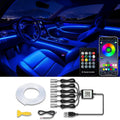 USB Interior Car LED Strip Lights with Wireless APP and Remote Control, RGB 6 in 1 Ambient Lighting Kits with 315 inches 3.0mm Fiber Optic, 16 Million Colors Car Neon Lights, Sync to Music