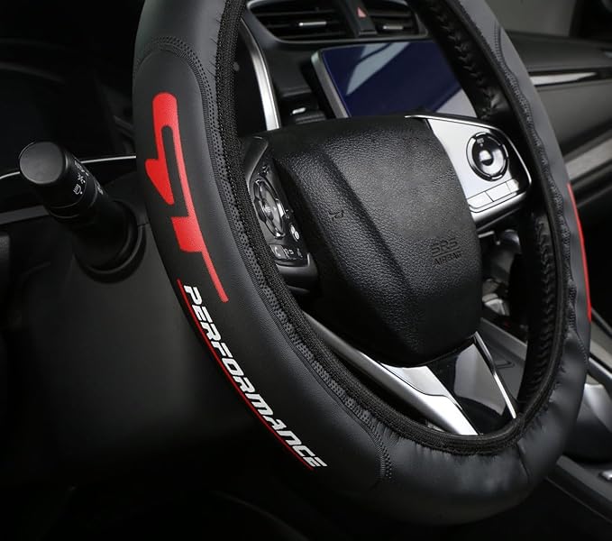 Black Leather Steering Wheel Cover,Elastic Breathable Design,Universal 14-15 Inch Compatible with K5 K3 Forte Stinger Cerato Soul GT Car Accessories