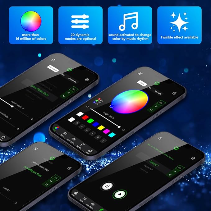 AMKI High Brightness Dual Color 32W Twinkle Mixed1330pcs16.4ft Fiber Optic Starlight Headliner Kits RGBW Sound Activated APP/Remote Control for Movie Theater Home Ceiling Decor