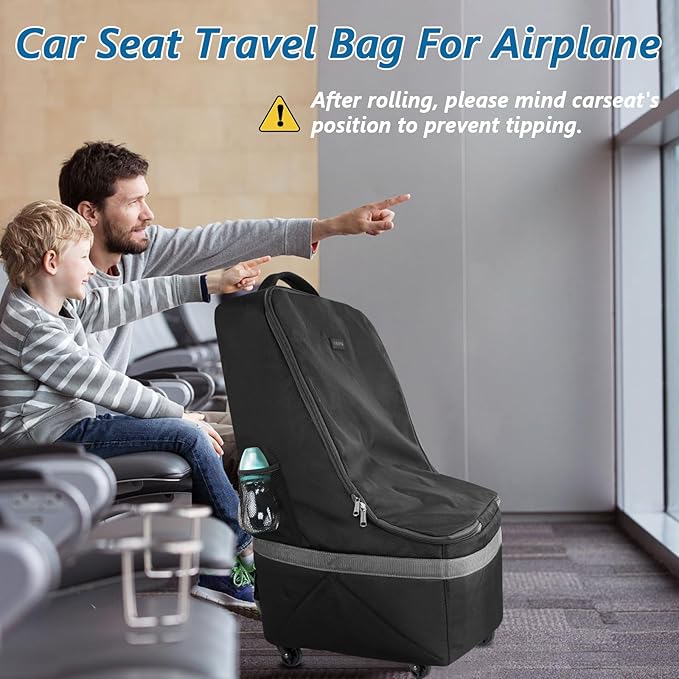 YOREPEK Car Seat Travel Bag with Wheels, Padded Car Seat Backpack, Large Carseat Travel Bag for Airplane, Gate Check Bag, Car Seat Travel Cover with Shoulder Strap, Car Seat Carrier for Airport