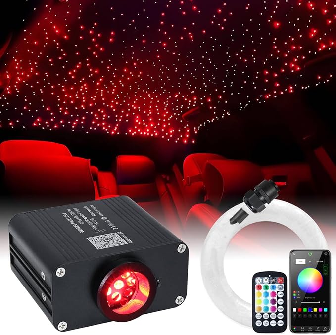 16W Car Home Starlight Headliner Kit, Twinkle & Sound Activate RGBW Fiber Optic Lights with APP & Remote Control, Star Lights for Ceiling Decoration, 550 pcs 9.8ft