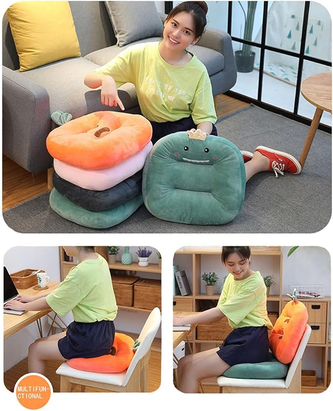 Cartoon Plush Car Booster Seat Cushion, Cute Funny Car Seat Cushion Heightening,Chair Cushion for Office Sofa Living Room (Carrot)