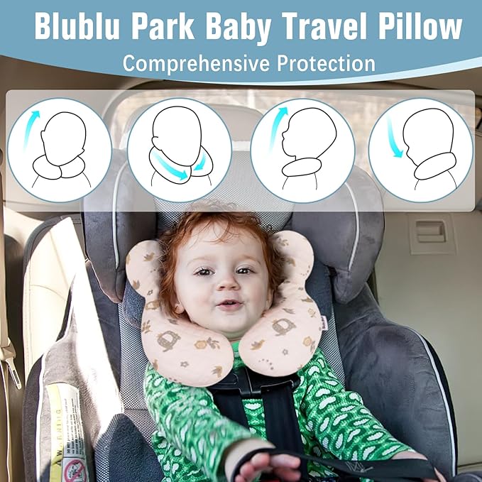 Baby Travel Pillow Upgraded, Soft Baby Head Support Pillow for Newborn Toddler, Babies Neck Car Seat, Pushchair and Strollers, Flower