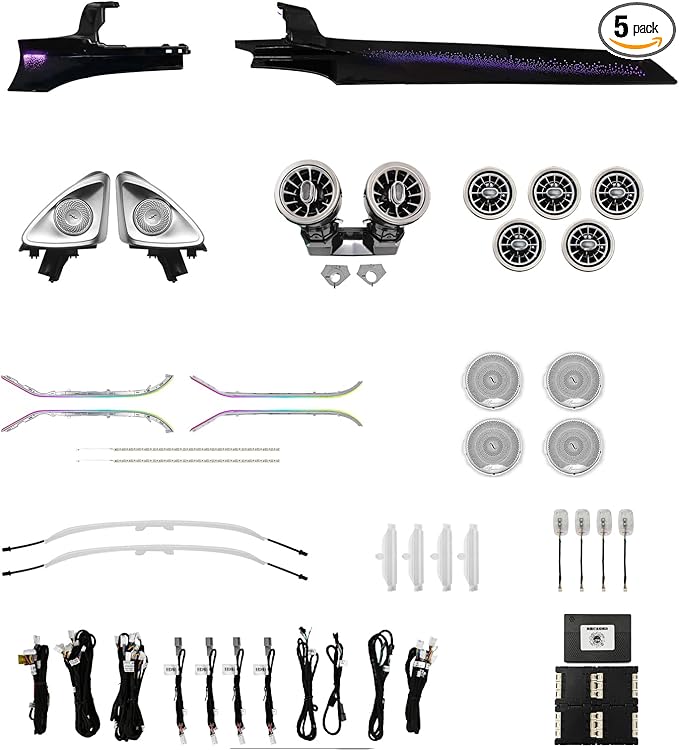 LED Interior Ambient Lighting Kit for Mercedes Benz C Class W205 2015-2021 RGB Multi-Color Interior Light (Galaxy 8 Set)