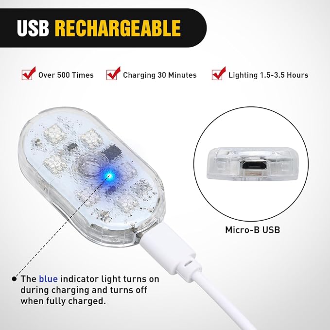 Nilight Wireless Magnetic RGB LED Interior Lights, 4 PCS 7 Colors USB Rechargeable Universal Mini Sticky Footwell Ambient Atmosphere Reading Lamp with Touch Sensor, Portable Night Lighting for Car