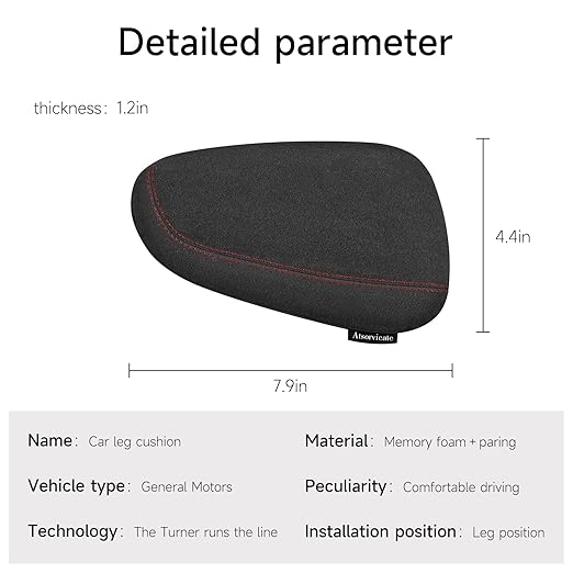 Alcantane style car leg knee pads memory foam car center console knee cushions car leg pads protect knee and leg elbow pads car copilot Universa version (Red line lift leg pad)