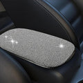 11.9''×8.4'' Bling Car Center Console Cover, Crystal Diamond Arm Rest Cover for Car, Soft Elbow Pillow Automotive Armrest Seat Box Cover, Arm Rest Protective Cushion Pad for Women Men (White)