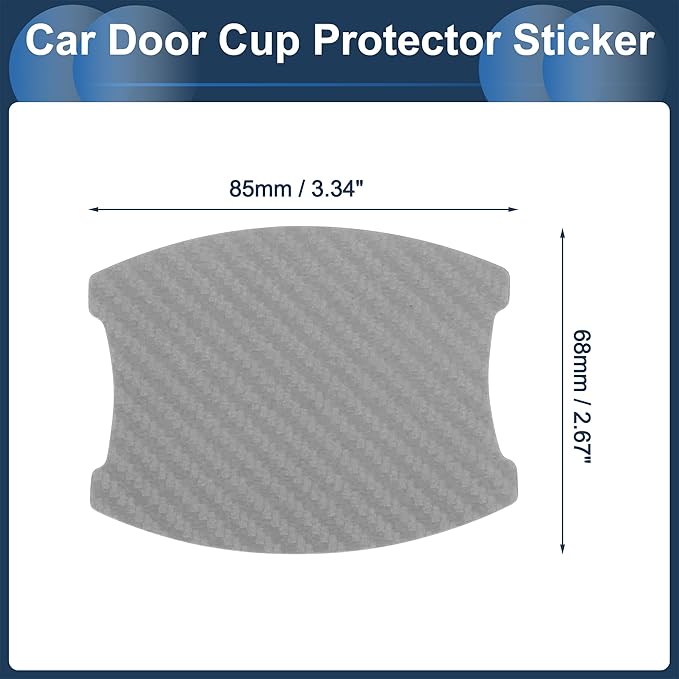 3D Car Door Handle Scratch Protector, 68x85mm Removable Magnetic Car Door Handle Protective Film Grey, 4 Pcs