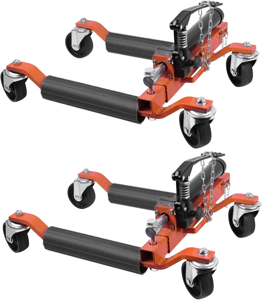2Pcs Car Wheel Dolly, 1500LBS Capacity Trailer Dolly with Hydraulic Tire Jack for Vehicle Positioning for Truck Rv Trailer, Orange