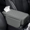Generic Center Console Cover Arm Rest Cover Cushion Leather Car Armrest Box Pad with Pocket and Tissue Box Auto Armrest Cover for Sedan Vehicle(Grey)