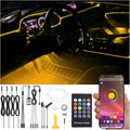 5 Meters Optic Fiber Car Ambient Lighting with Bluetooth App Control + RF Remote Control 64 Colors Multicoloured Music Interior Footwell Lighting Kit DC 12V 1W