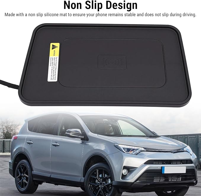 Keenso Wireless Charging Pad for Car, Non Slip Silicone Mat with Advanced Stable Charging, Fit Front Center Console for RAV 4 2013-2019