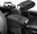 Muslogy Center Console Armrest Cover Compatible with Jeep Wrangler JK JKU 2011-2017 Comfort Armrest Pad Arm Rest Cushion Vegan Leather Protector Black Regular Thick