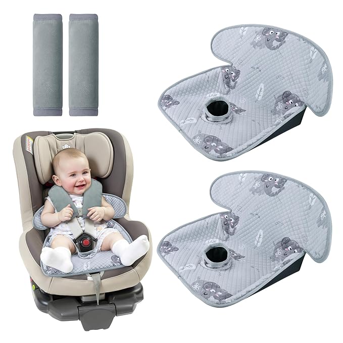 Car Seat Potty Training Protector Set, 2 Pack Waterproof Piddle Pad for Baby Toddlers, Leak-Proof Car Seat Liner with Non-Slip 2 Strap Covers, Machine Washable - Gray