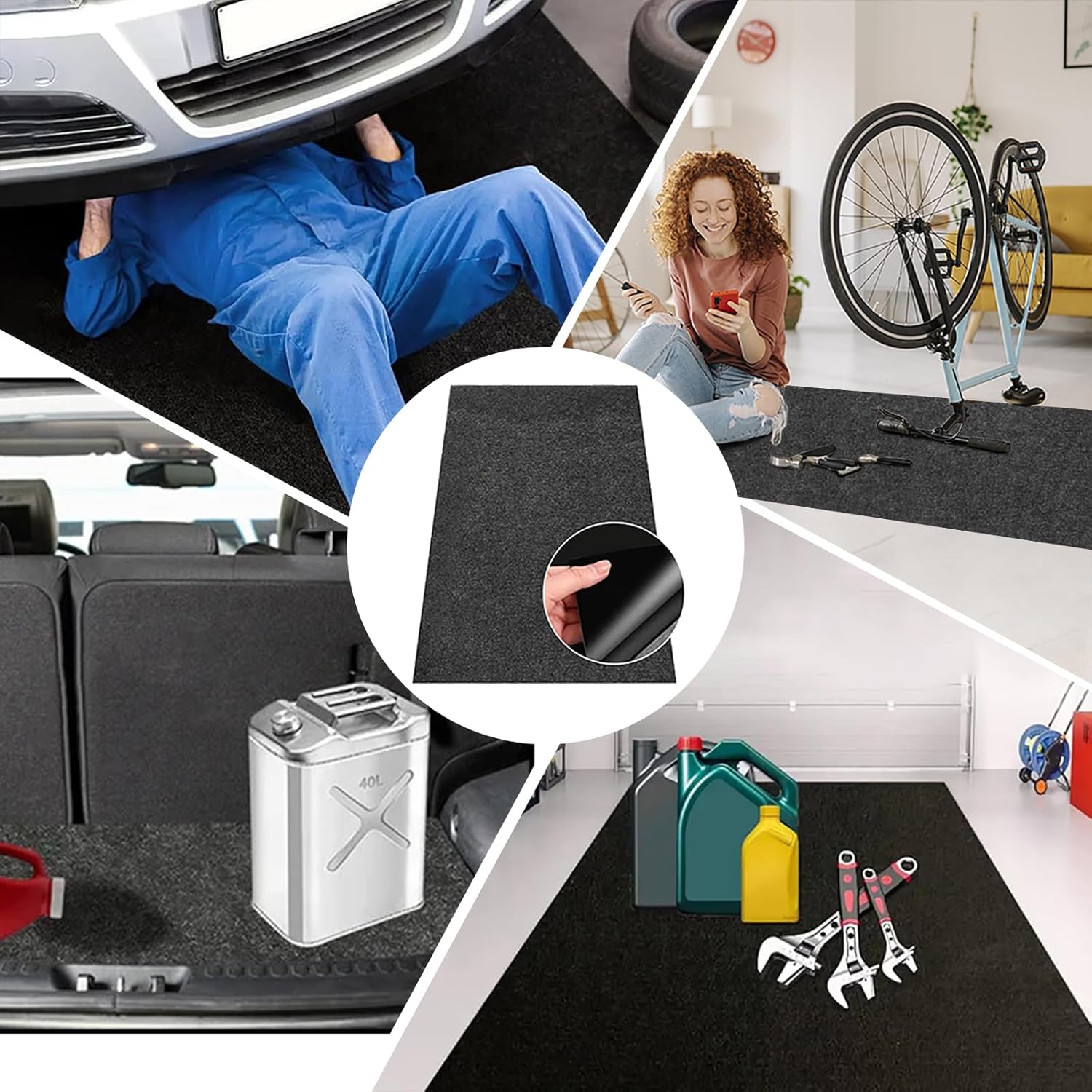 GlowShade Oil Spill Mat, 36 X 60 Inch Garage Floor Mat Under Car, Absorbent Oil Pads Drip Leak Mat with Weather Backing, Reusable, Washable, Non Slip, Protects Floor (1)