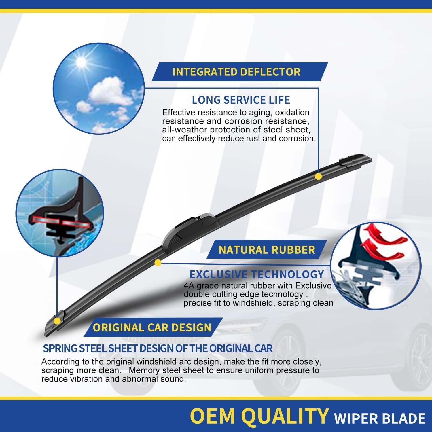 3 wipers Replacement for 2013 2014 2015 2016 Mazda CX-5 Original Equipment Windshield Wiper Blades Set 24"+18"+14" (Set of 3) U/J HOOK