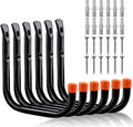 HORUSDY 6 Pack Garage Hooks, 8 inch Utility Hooks, Garage Hooks Heavy Duty Wall Hooks (Black, 8 inch)