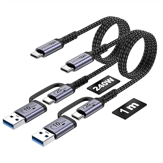 20Gbps USB C CarPlay Cable 3.3ft [2Pack],2-in-1 USB C Fast Charging & Data Transfer for Android Auto Cable, Compatible with iPhone 16 15 Pro Max,Samsung Galaxy, Pixel 9 Pro