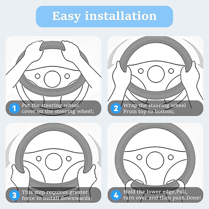 Car Steering Wheel Cover, 15 inch Carbon Fiber Microfiber Anti-Slip Breathable PU Leather Elastic Steering Wheel Protector, Car Interior Accessories for Most Cars (White)