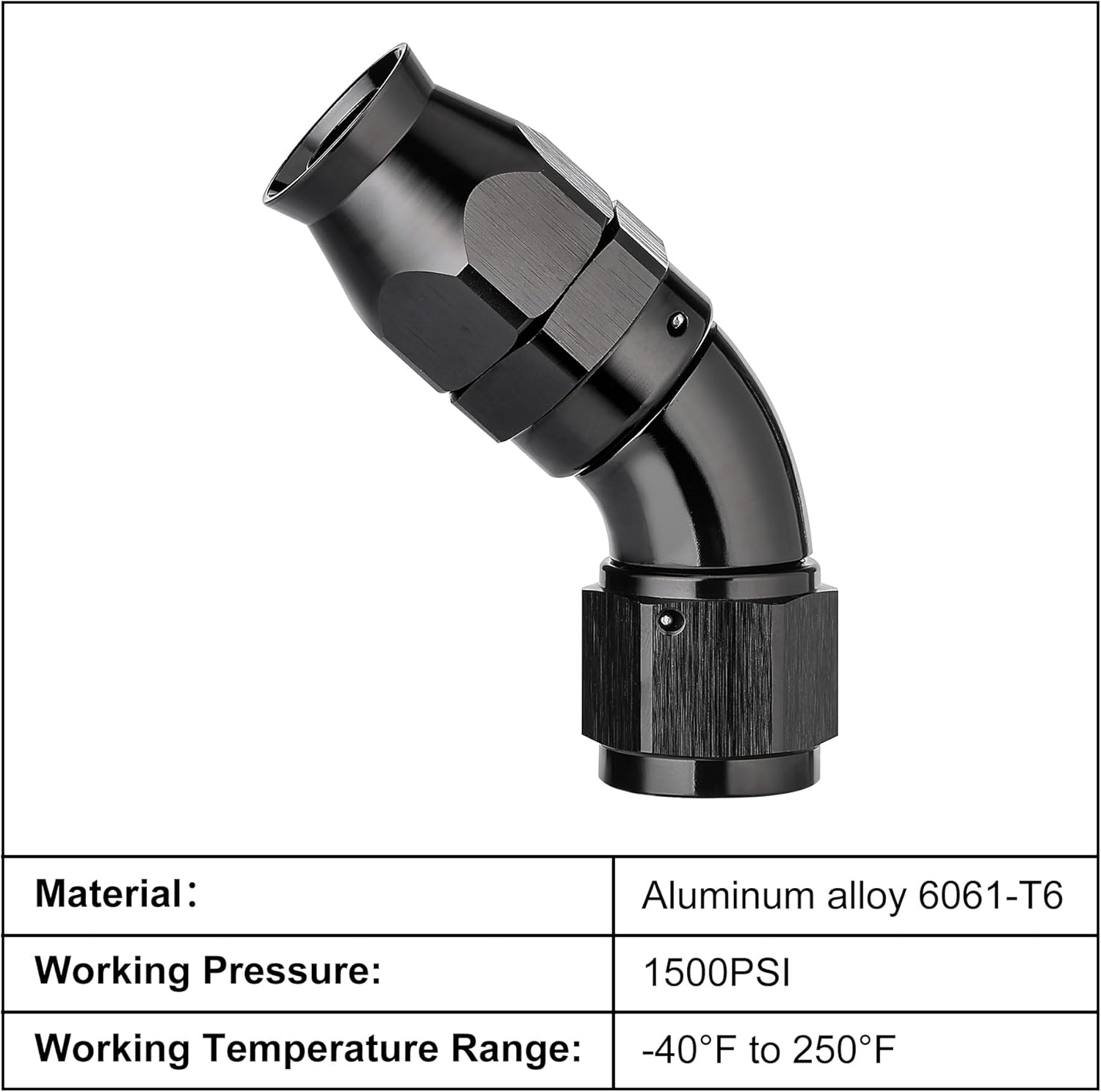 EVIL ENERGY 10AN 60 Degree PTFE One Piece Full Flow End Hose Fitting Aluminum Black