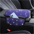 Bling Car Center Console Cover, Crystal Rhinestone Vehicle Armrest Cover Cushion with 2 Storage Bags for Women Girls, Diamond Auto Storage Box Protector Pad, Universal Fit (Blue)