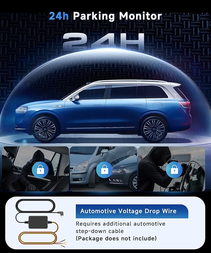 360°Dash Cam Front and Rear Inside Left Right, 4 Channel FHD 1080P Dash Cam for Cars,3 Inch Dashcams with Night Vision, Loop Recording, Motion Detection, 24H Parking Mode Monitor,Reverse View