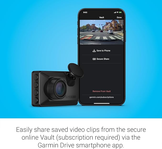 Garmin Dash Cam X110 Compact 1080p HD Camera | 140° FOV, Clarity Polarizer, Voice Control, GPS, 2.4" Display, Automatic Incident Detection Recording | Signature Series 64GB Micro SDXC Card