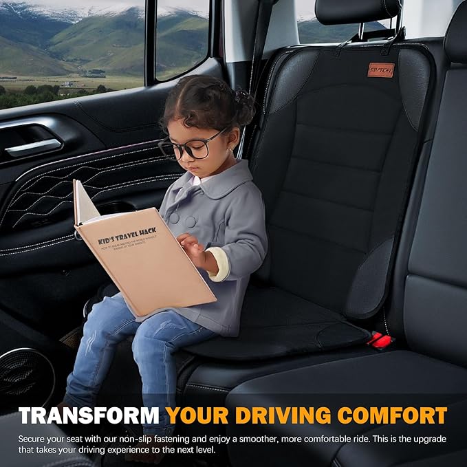 Siivton Car Seat Protector for Child Car Seat,Waterproof Car Seat Cover for Leather and Fabric Seats, 2 Mesh Pockets, Non-Slip Bottom,Thick Padding Cushion