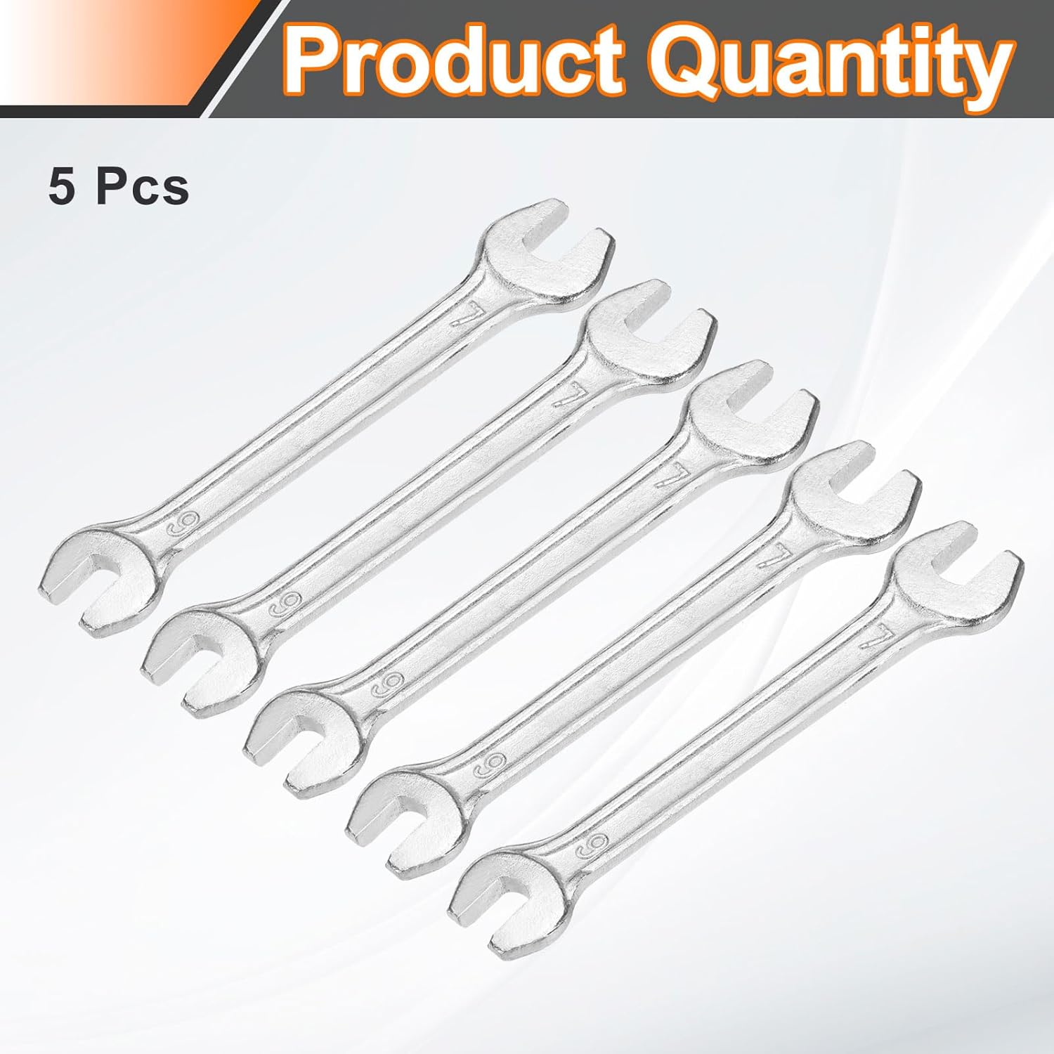 HARFINGTON 5pcs Double Open End Wrench 6mm x 7mm Metric 15 Degree Offset Angle Small Flat Head Wrench Galvanizing Open Ended Spanner for Automotive Repair Furniture Assembly