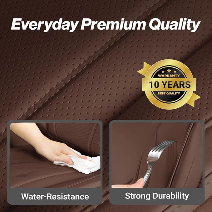 Coverland Custom Fit Car Seat Covers for Car Compatible with [Camry, Accord, Altima, G20, I35, G37, Escort, Capri] Premium Waterproof Non-Slip Interior Seat Protector [Front Dark Brown - Chart A12]