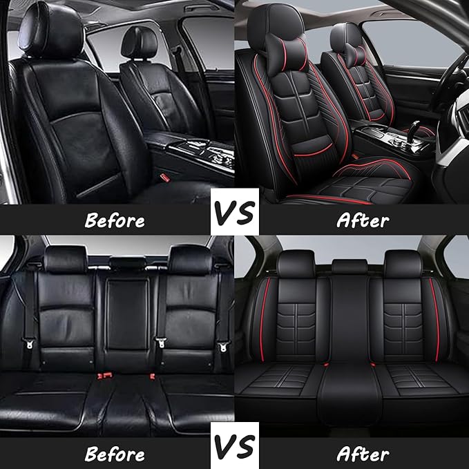 Leather Car Seat Covers Fit for Toyota Corolla iM 2017-2018, 5 Seater Car Seat Cover, Premium Waterproof, Scratch Resistant Car Interior Accessories (Full Set with Pillow Coffee)